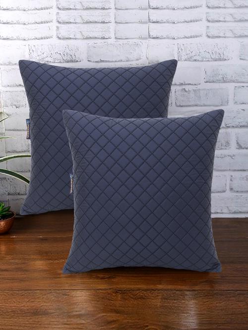 rasta collection by mezposh : matte black polyester harlequin quilted cushion cover (16x16in) set of 2 - 17977675 - Very Small Image - 1