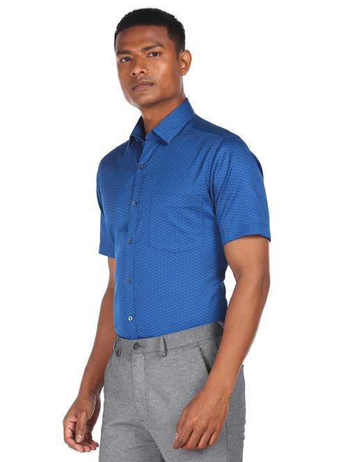 blue printed formal shirt - 17981895 - Very Small Image - 1
