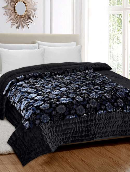 velvet cloth double bed quilt jaipuri razai black shaneel rajai by jaipur fabric - 17989681 - Very Small Image - 1