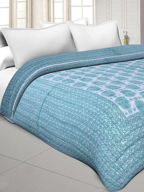 green paisley jaipuri double bed quilt - 17989725 - Very Small Image - 1