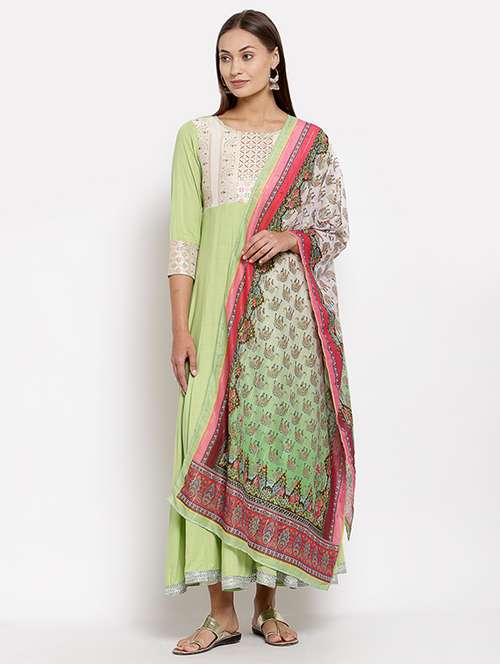 printed kurta dupatta set - 18015311 - Very Small Image - 1