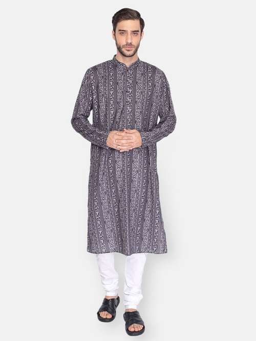 grey printed long kurta - 18019551 - Very Small Image - 1
