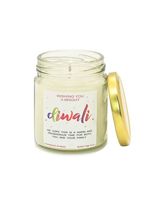 fragrance soy wax scented decorative glass jar diwali gifting candle - 18021236 - Very Small Image - 1