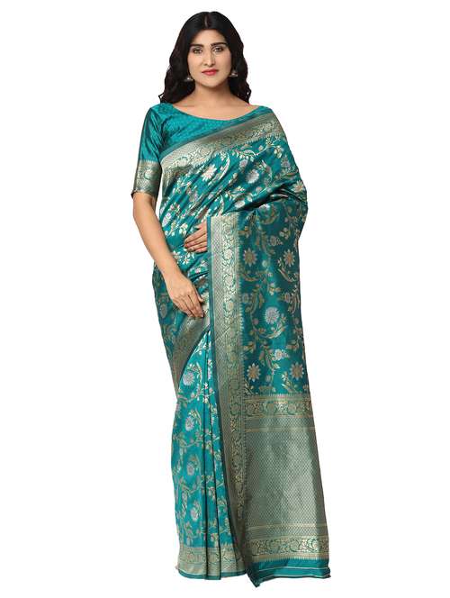 jacquard work kanjivaram saree with blouse - 18021996 - Very Small Image - 1
