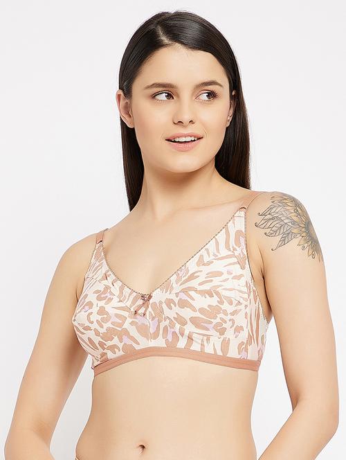 beige printed regular bra - 18119739 - Very Small Image - 1