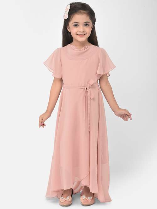 pink solid party gown - 18182997 - Very Small Image - 1