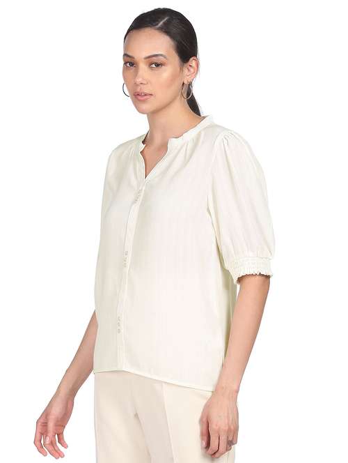 women's straight mandarin neck top - 18202465 - Very Small Image - 1