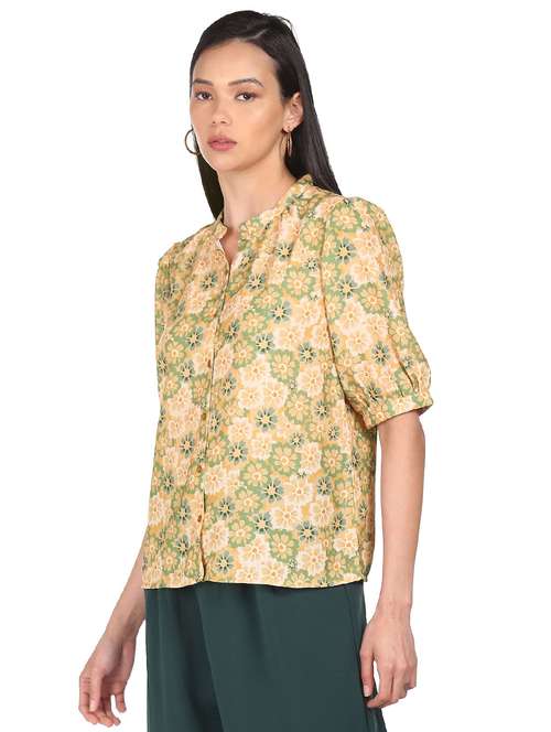 mandarin neck floral top - 18202511 - Very Small Image - 1