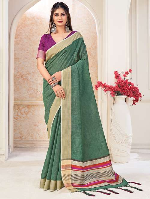 women's self design green colored saree - 18206053 - Very Small Image - 1