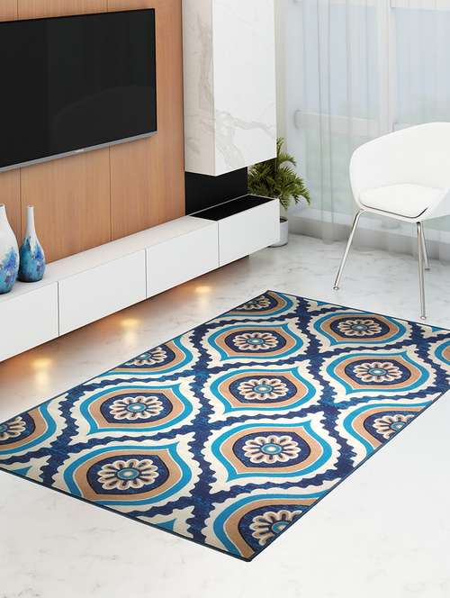 athom living ikat blue premium anti slip printed carpet - 18236608 - Very Small Image - 1