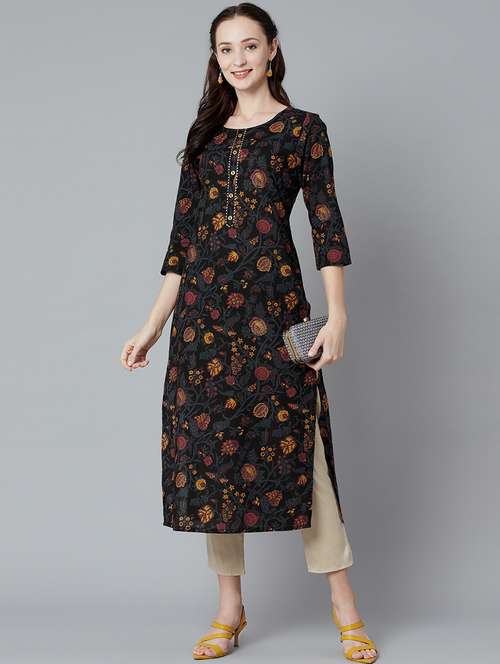 women's straight kurta - 18248283 - Very Small Image - 1