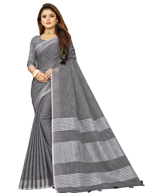 women's self design grey colored saree with blouse - 18290691 - Very Small Image - 1