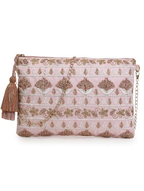 pink embroidered regular sling bag - 18310277 - Very Small Image - 1