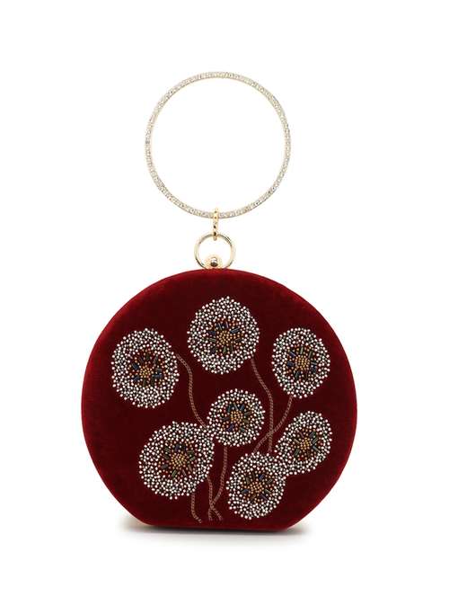 maroon embroidered ethnic clutch - 18313860 - Very Small Image - 1