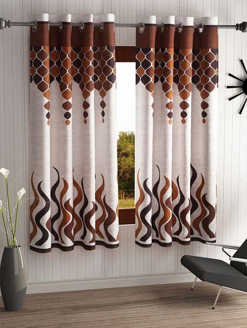 home sizzler 2 pieces brown door curtains - 18328605 - Very Small Image - 1