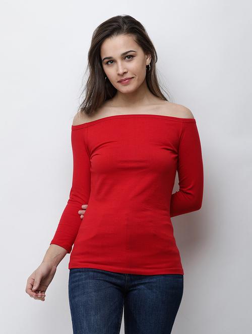 off shoulder solid top - 18347551 - Very Small Image - 1