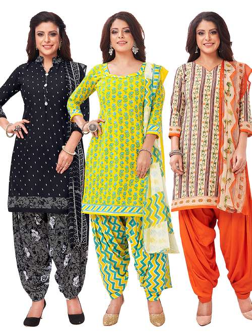 multi colored synthetic unstitched suit - 18348977 - Very Small Image - 1