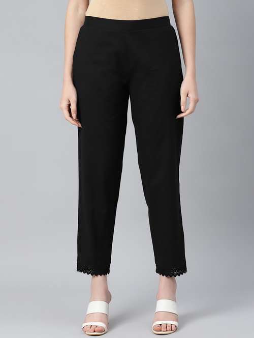 mid rise solid pleated trousers - 18356357 - Very Small Image - 1