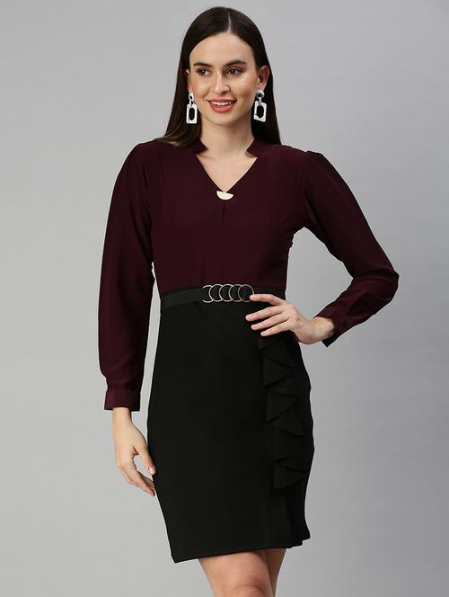 v-neck solid bodycon dress - 18390469 - Very Small Image - 1