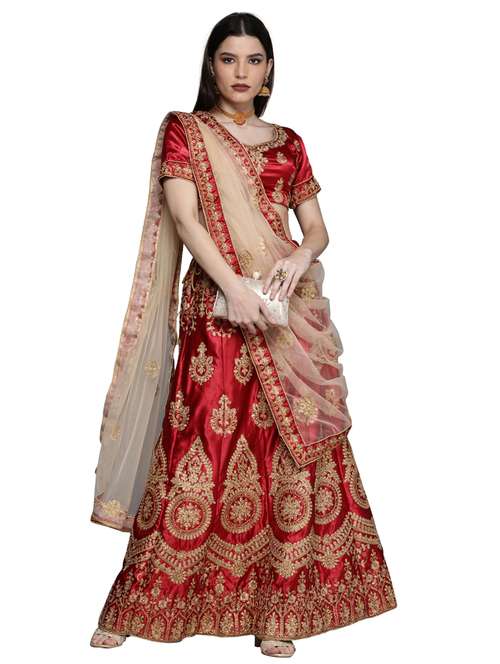 embroidered a-line lehenga - 18396629 - Very Small Image - 1