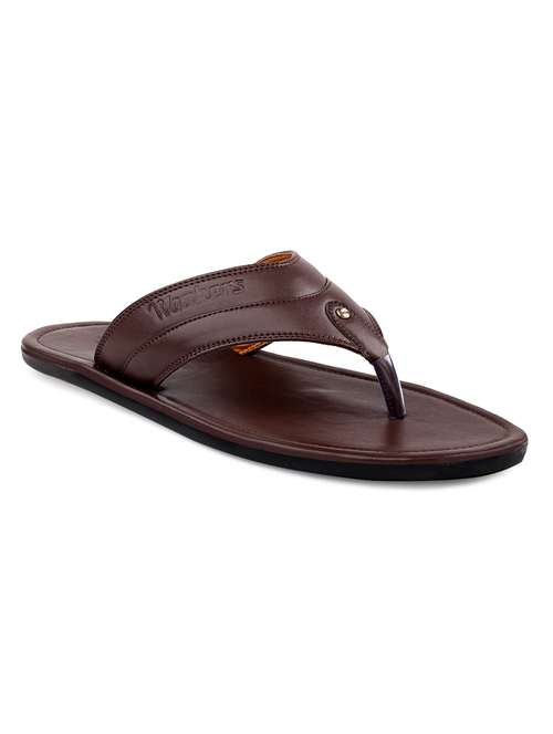 brown faux leather slip on flip flops - 18413122 - Very Small Image - 1