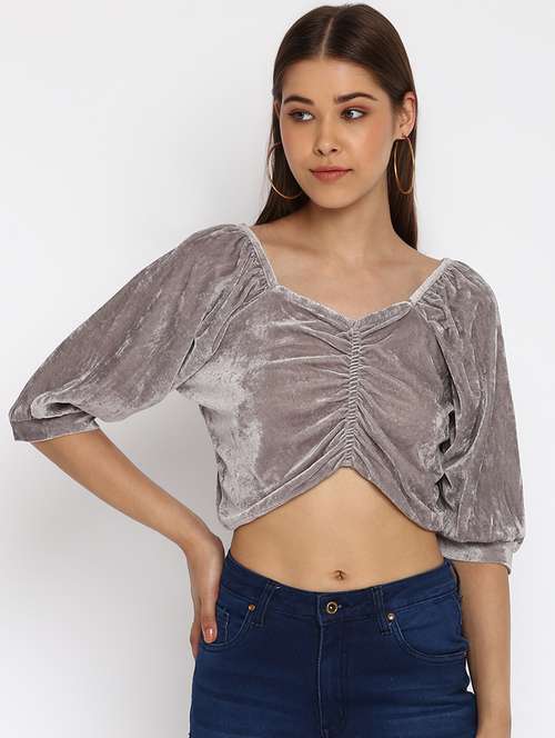 women's crop sweetheart neck top - 18444829 - Very Small Image - 1