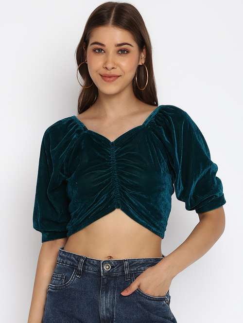 women's crop sweetheart neck top - 18444830 - Very Small Image - 1