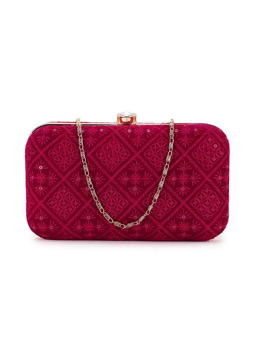 embroidered velvet box clutch - 18451966 - Very Small Image - 1