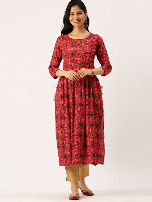 women's flared kurta - 18480667 - Very Small Image - 1