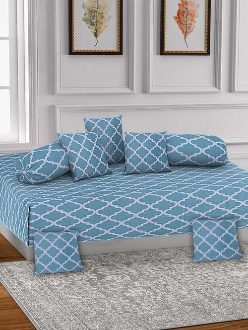 texstylers pure cotton jaipuri printed high quality diwan cover set(pack of 8) - 18481785 - Very Small Image - 1