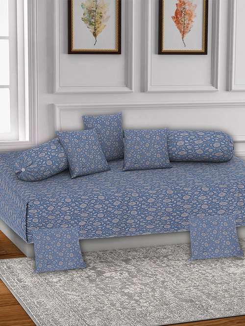 texstylers pure cotton jaipuri printed high quality diwan cover set(pack of 8) - 18481787 - Very Small Image - 1