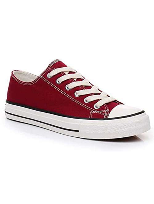 red canvas lace up sneakers - 18509551 - Very Small Image - 1