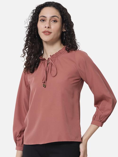 women's straight tie-up neck top - 18519550 - Very Small Image - 1
