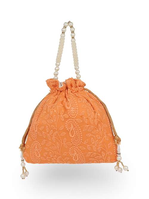 orange embroidered ethnic potli - 18519764 - Very Small Image - 1