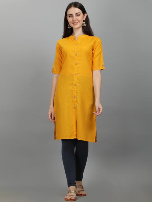 solid straight mandarin collar kurta - 18527282 - Very Small Image - 1