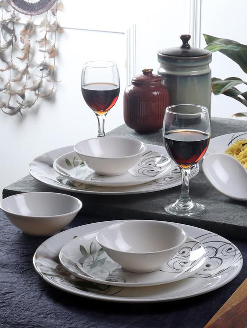 cdi round green floral chain print 26 pcs dinner set - 18538435 - Very Small Image - 1