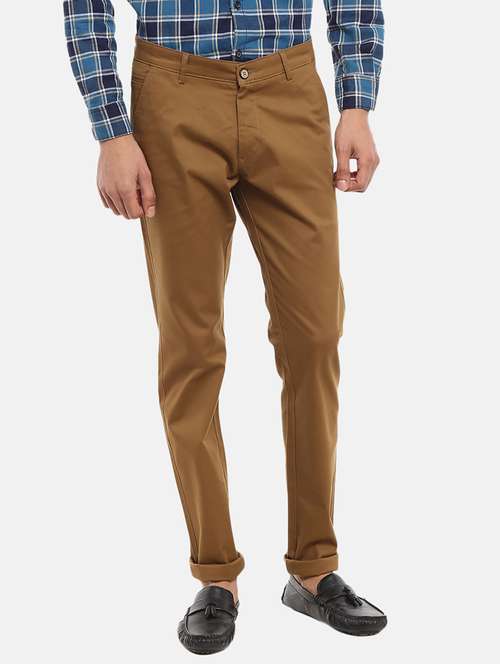 mid rise solid casual trouser - 18615930 - Very Small Image - 1