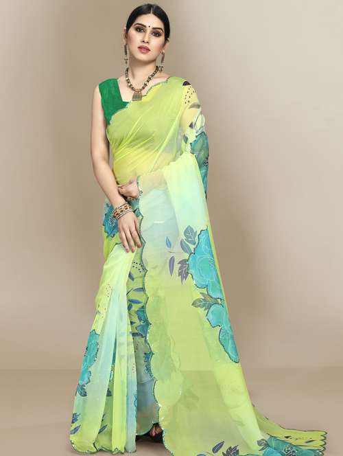 women's floral multi colored saree with blouse - 18643131 - Very Small Image - 1