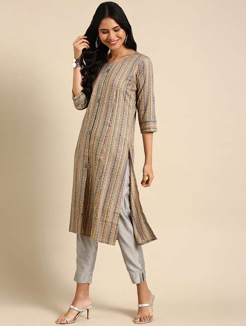 women's straight kurta - 18683070 - Very Small Image - 1