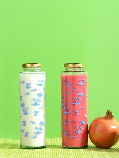 nature tree glass water/milk bottle, metal metal cap, 400ml, pack of 1 - 18807464 - Very Small Image - 1
