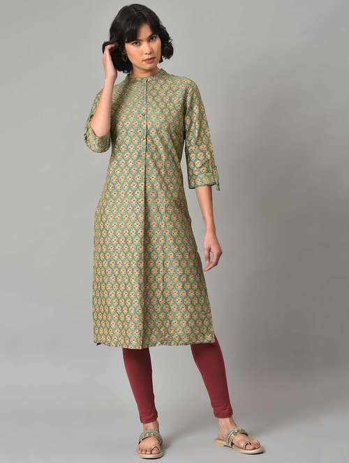 printed straight kurta set - 18882632 - Very Small Image - 1