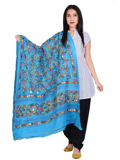 blue self design embroidered dupatta - 18906982 - Very Small Image - 1