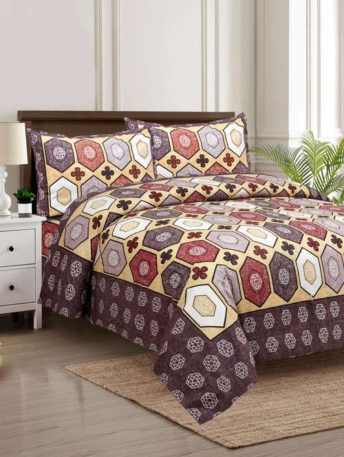 texstylers pure cotton 100 x 108 inches jaipuri print king size bedsheets with 2 pillow covers - 18968771 - Very Small Image - 1