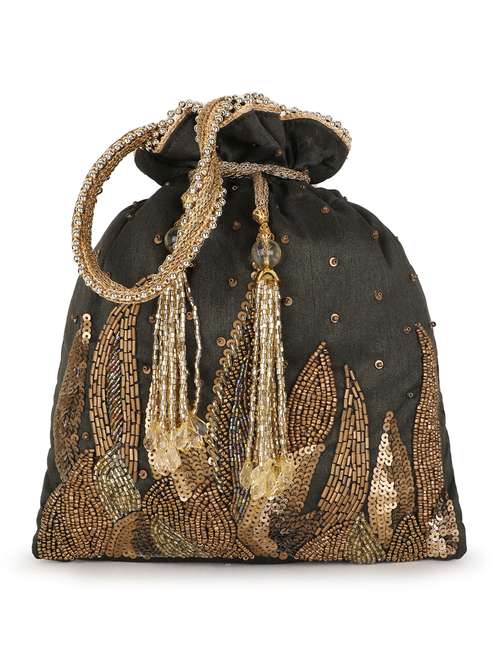 brown faux silk regular potli - 19088782 - Very Small Image - 1