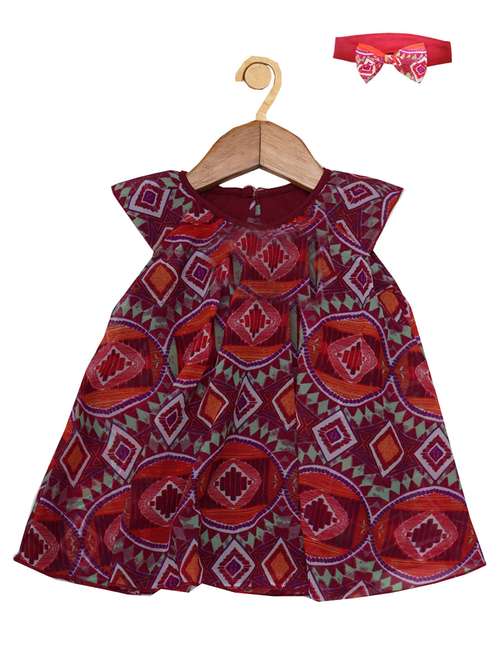 girls round neck cape sleeve frock - 19142521 - Very Small Image - 1