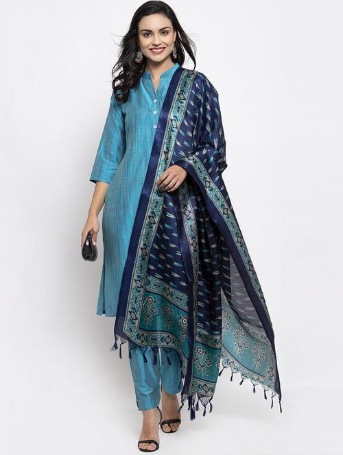 women three quarter sleeve kurta pant with dupatta set - 19149039 - Very Small Image - 1