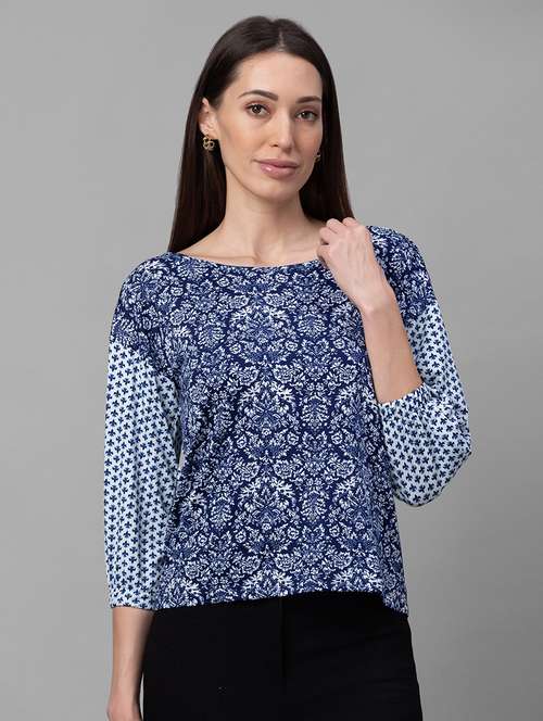 women's straight boat neck top - 19172914 - Very Small Image - 1