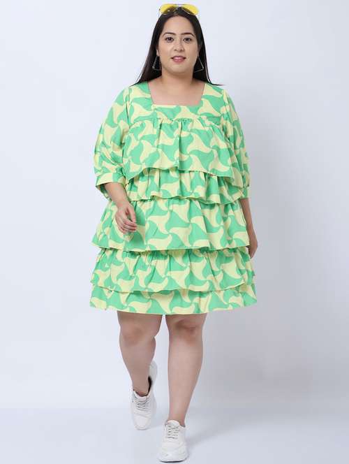women's layered printed dress - 19221222 - Very Small Image - 1