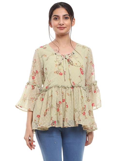 women's peplum round neck top - 19267792 - Very Small Image - 1