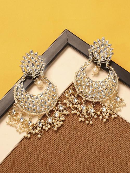 gold plated metal chandballi earring - 19299535 - Very Small Image - 1
